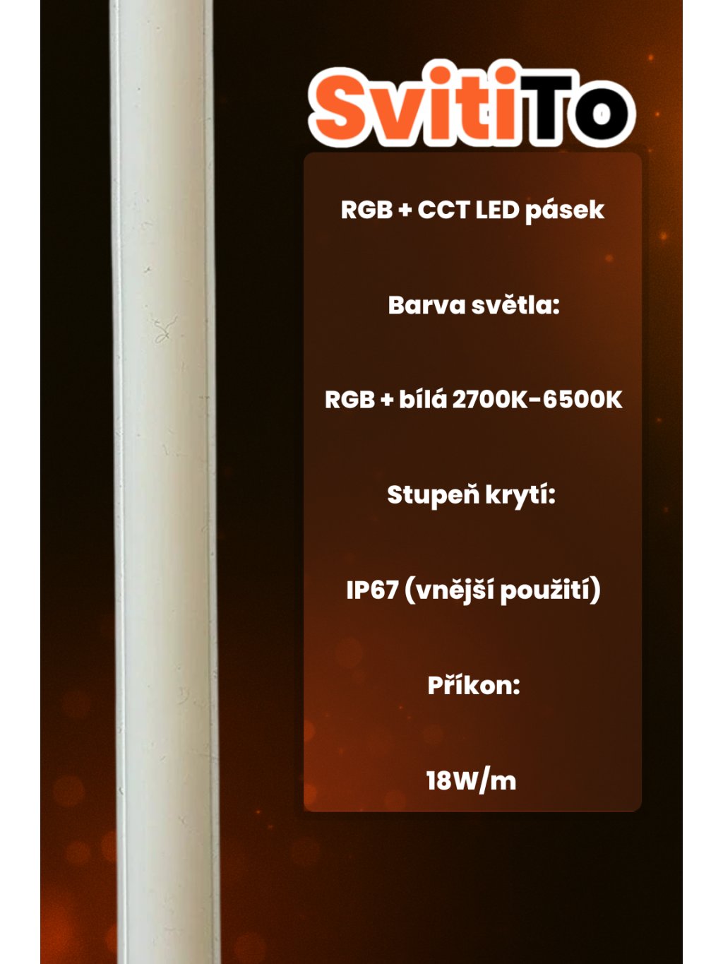 Technické parametry COB RGB+CCT LED pásku IP67